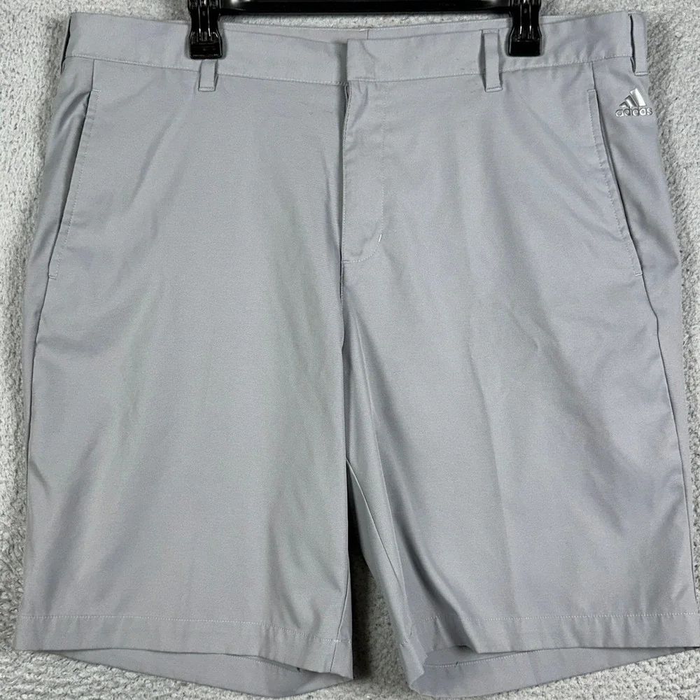 Adidas Golf Shorts Mens 38 Grey Chino Performance Flat Front Golfing Athletic
